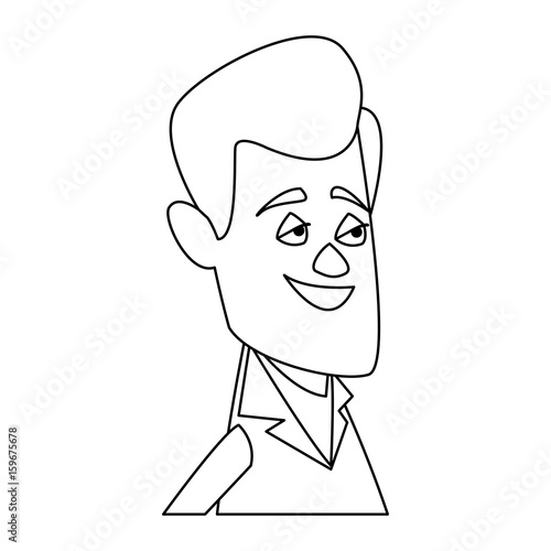 man cartoon face adult caricature character vector illustration