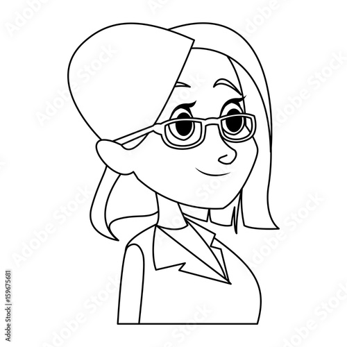 profile woman head character caricature image vector illustration