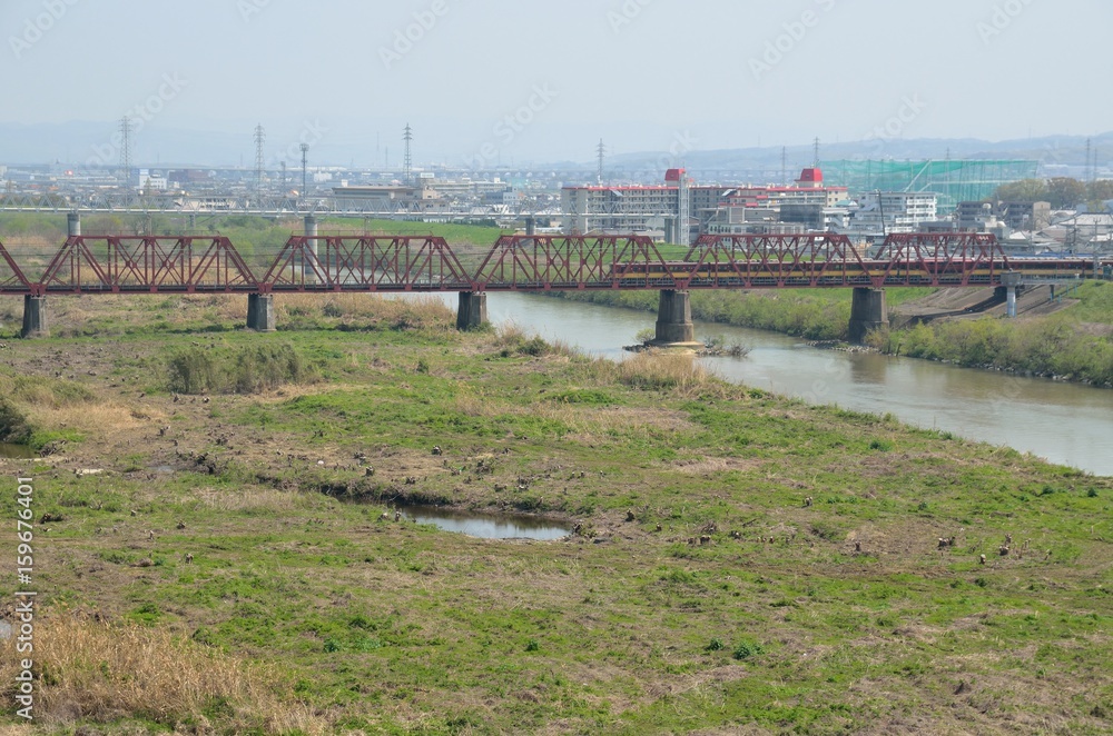 Fototapeta premium 京都 木津川の鉄橋