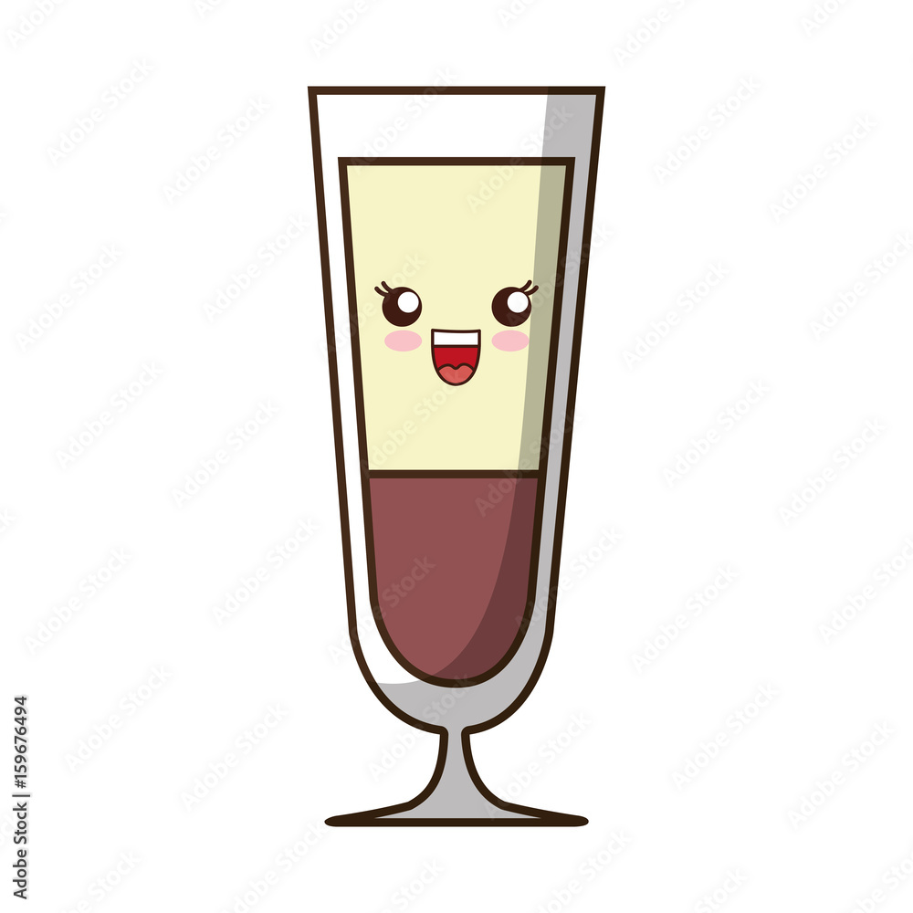 Kawaii cocktail drink icon over white background colorful design vector illustration Kawaii cocktail drink icon over white background colorful design vector illustration