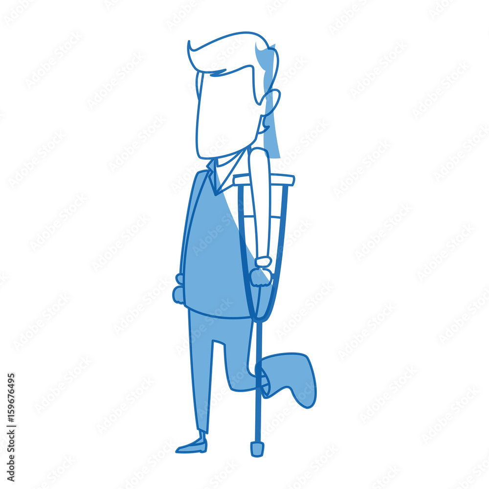cartoon man with bandaged foot walking on crutches vector illustration cartoon man with bandaged foot walking on crutches vector illustration