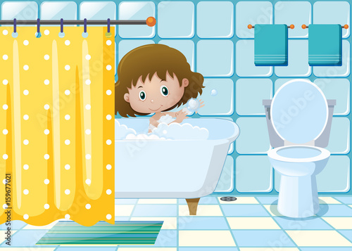 Girl taking bath in bathroom