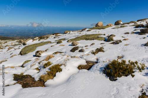 Landscape with snow in the Serra da Estrela mountains. County of Guarda. Portugal