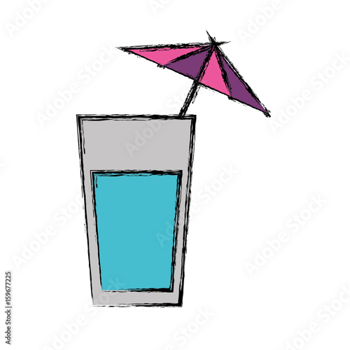 cocktail drink with decorative umbrella icon over white background colorful design vector illustration