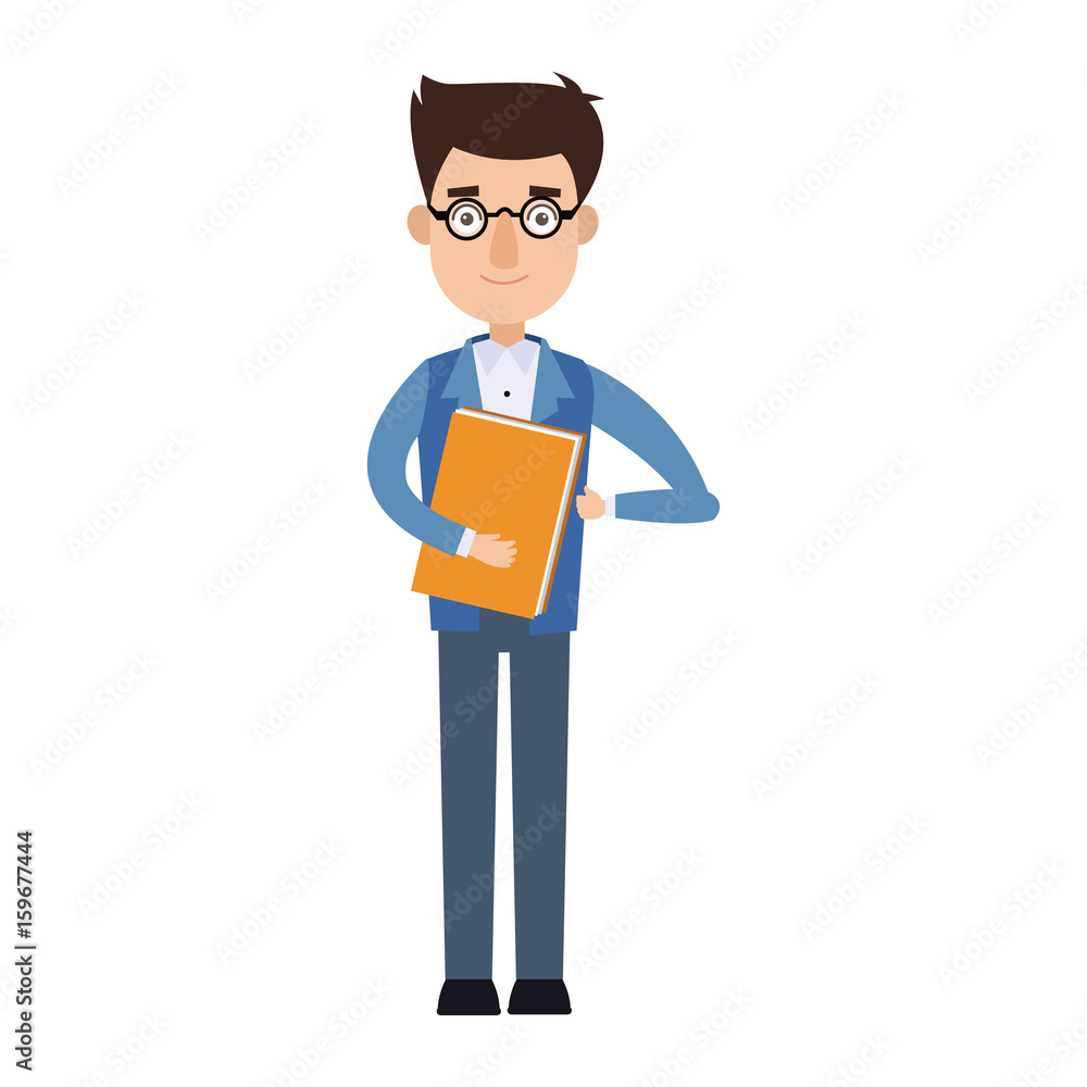 businessman holding a folder employee work vector illustration