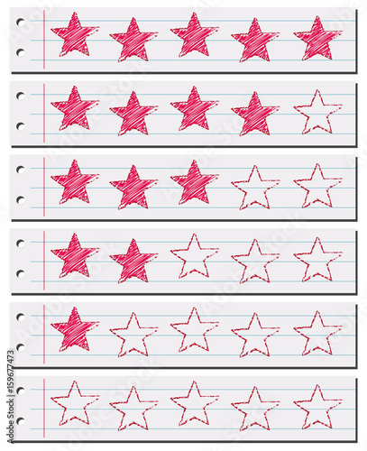 Red stars on line paper