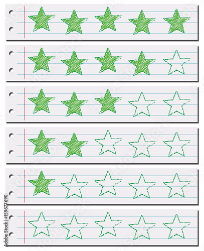 Green stars on line paper