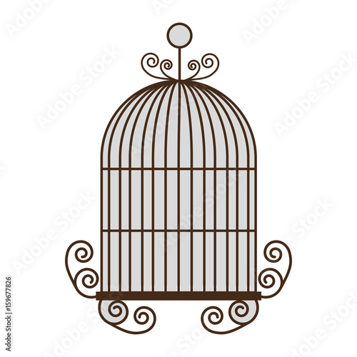 Fotografie, Tablou vintage birdcage icon over white background vector illustration