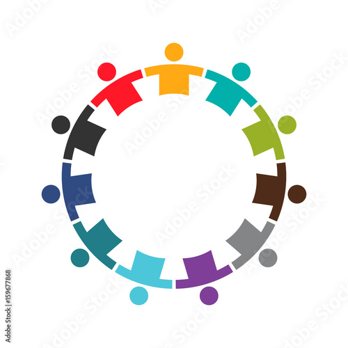 Team of Eleven People in a Round.Logo Design