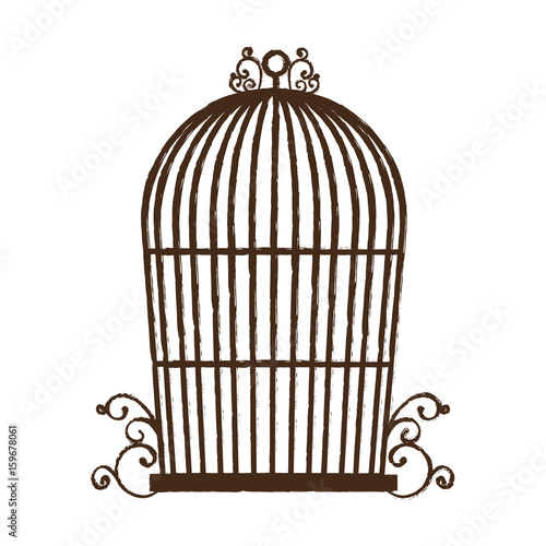 vintage birdcage icon over white background vector illustration