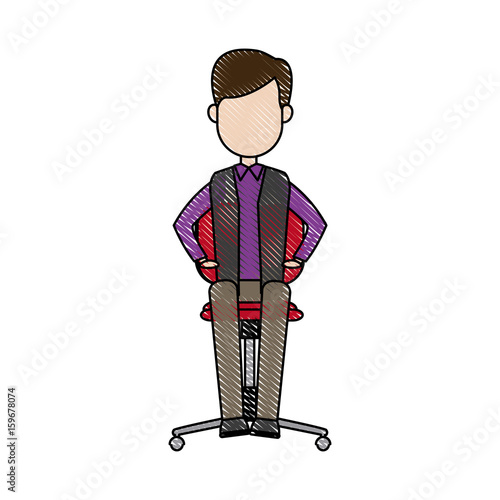 young businessman sitting calmly on a chair vector illustration