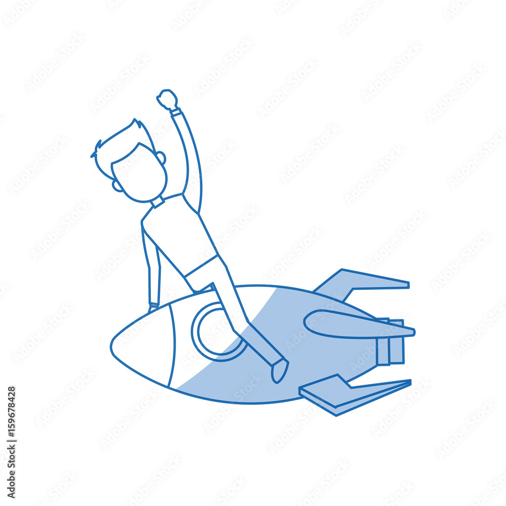 Obraz premium business man rocket ride is the vehicle flying high vector illustration