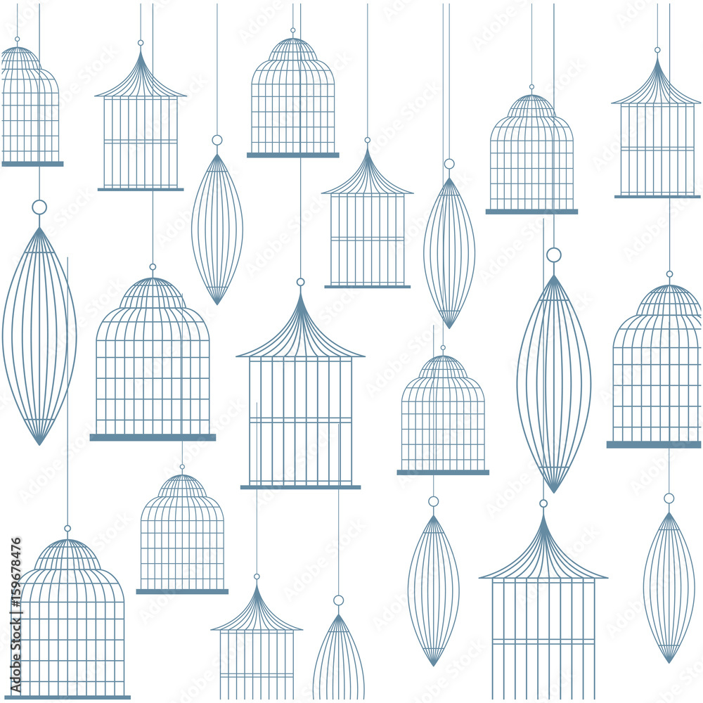Obraz premium background with birdcage icons vector illustration