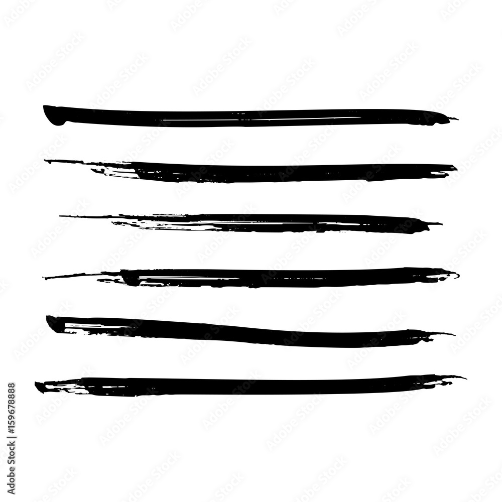 Set of black paint, ink brush strokes, lines. Dirty artistic design elements. Vector eps10.