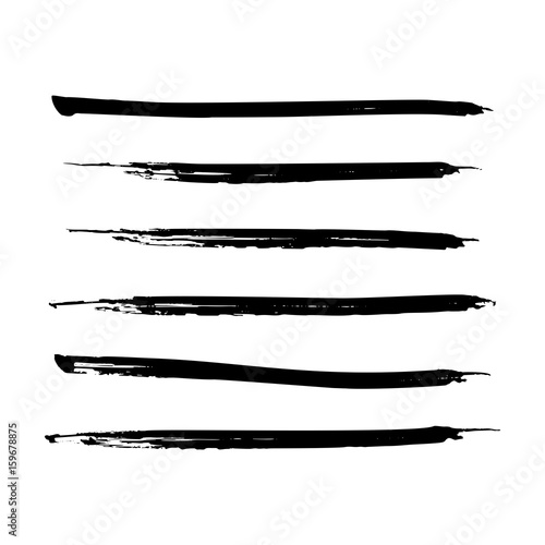 Set of black paint, ink brush strokes, lines. Dirty artistic design elements. Vector eps10.