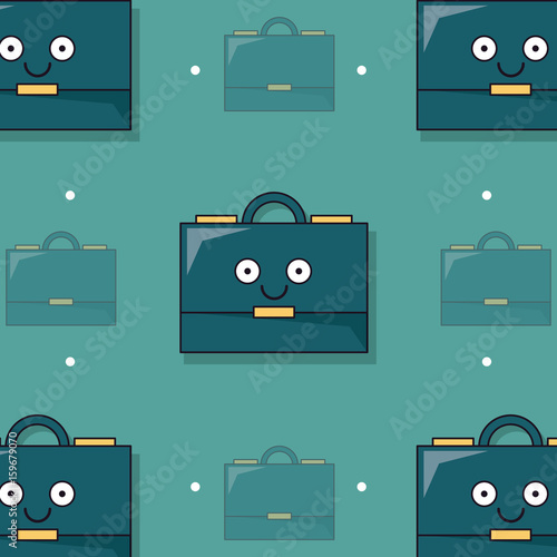 colorful background with pattern of animated executive briefcase vector illustration