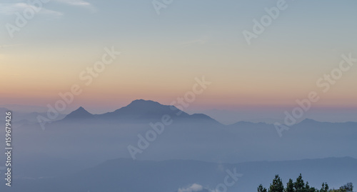 Nice mountain landscape sunset view from Ba Na Hill, Da Nang Vietnam Feb 2017