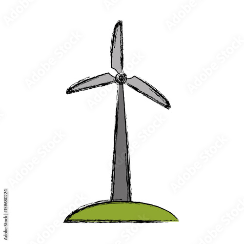 eolic turbine icon over white background colorful design vector illustration
