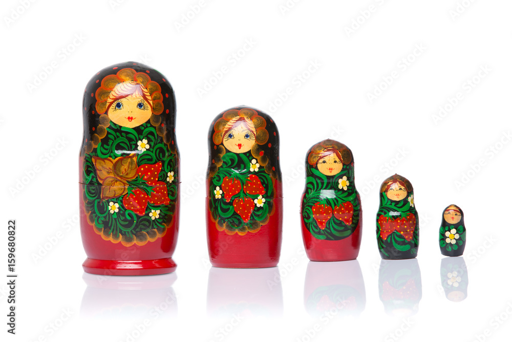 Russian matryoshka dolls on white background Russian matryoshka dolls on white background
