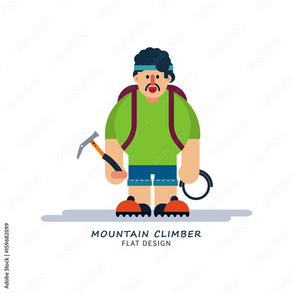 Climber in cartoon style