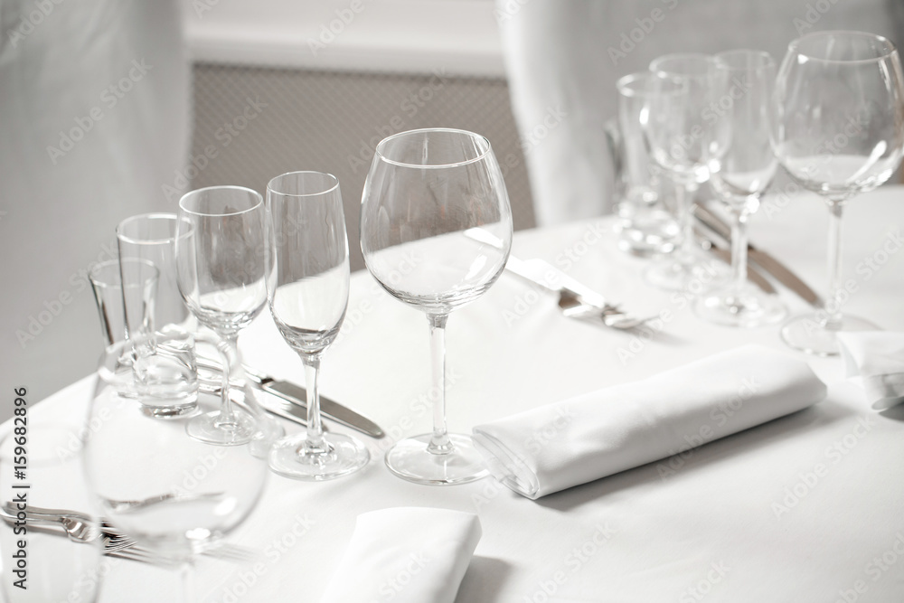 table setting, festive round tables ready for guests. table setting, festive round tables ready for guests.