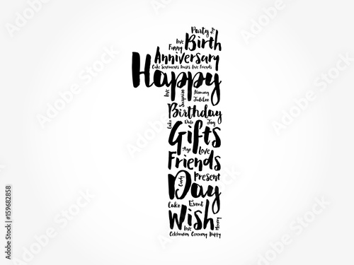 Happy 1st birthday word cloud collage concept