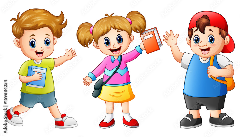 Happy school kids cartoon Stock Vector | Adobe Stock Happy school kids cartoon Stock Vector | Adobe Stock
