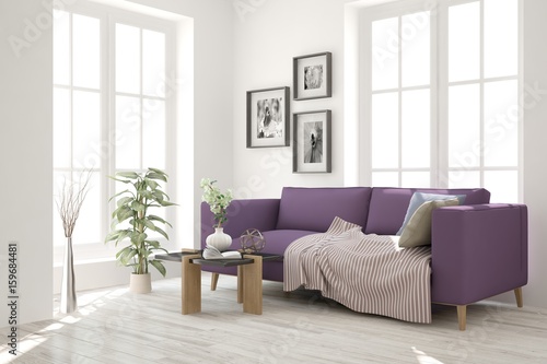 Wallpaper Mural White modern room with sofa. Scandinavian interior design. 3D illustration Torontodigital.ca