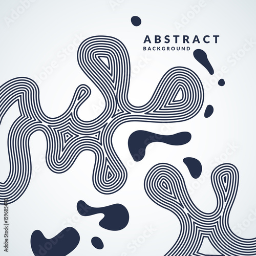 Abstract background with dinamic lines and splashes in minimalistic flat style on a light background. Bright vector