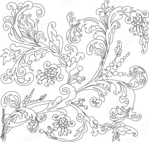 decorated black background with contours of elements