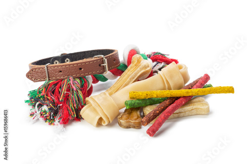 pet accessories isolated on white.