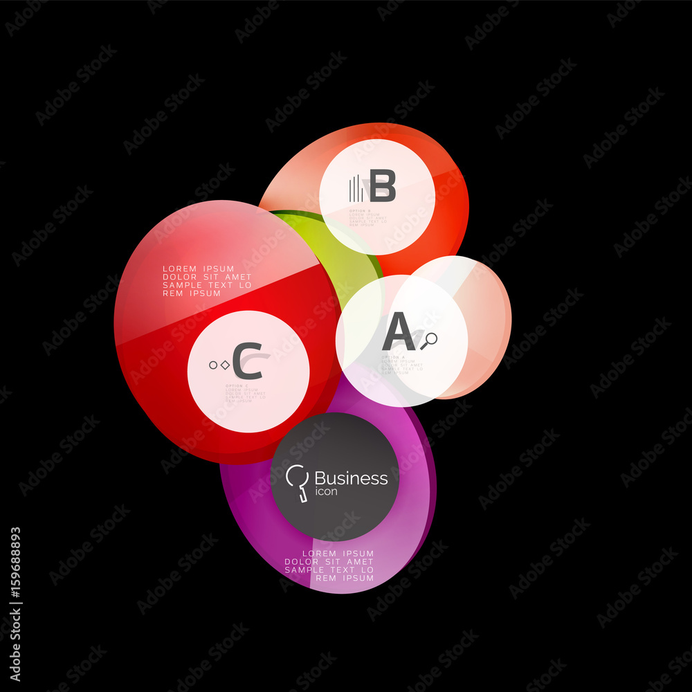 Glass color circles - infographic elements on black Glass color circles - infographic elements on black