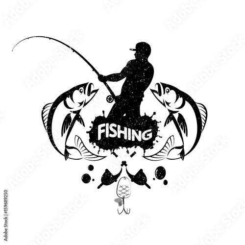 Fisherman with a fishing rod concept
