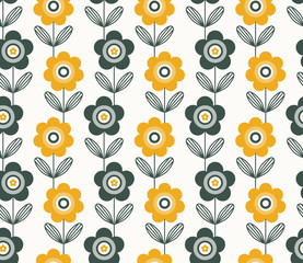 Keuken achterwand Jaren 50 patronen Retro bloemenpatroon in vintage stijl  © orangeberry