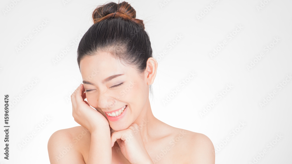 Beautiful Young asian Woman face portrait, Isolated on white background Beautiful Young asian Woman face portrait, Isolated on white background