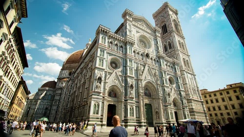 Santa Mara del Fiore Cathedral in Florence, Italy. Timelapse. 4K.