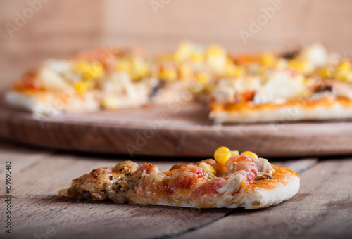 Fresh pizza with cheese