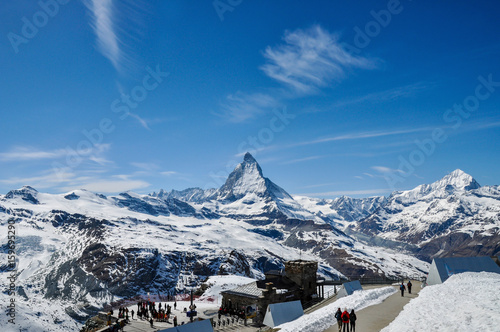 Gornergrat, Zermatt, Switzerland - April 20, 2017: View of Matterhorn mountain, Gornergrat, Switzerland