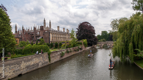 River Cam with embankment and university buildings - Cambridge, England
