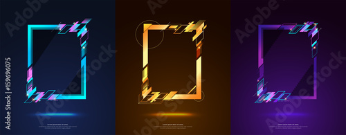 Frame design for text Modern Art graphics for hipsters. dynamic frame stylish geometric black background. element for design business cards, invitations, gift cards, flyers and brochures.