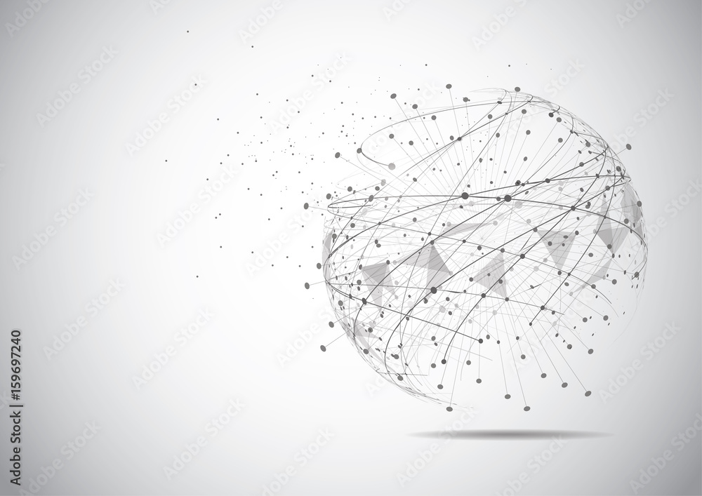 Obraz premium Global network connection. World map point and line composition concept of global business. Vector Illustration