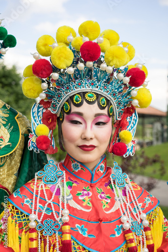 portrait of beautiful chinese girl in traditional chinese dress