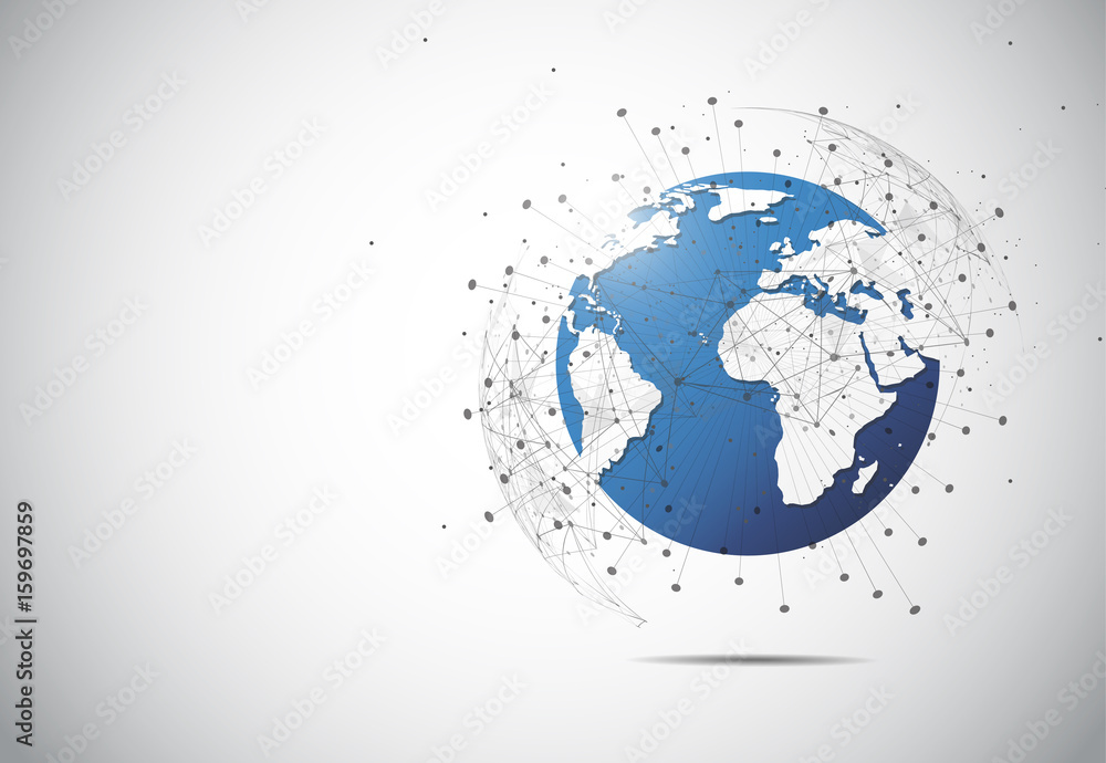 Global network connection. World map point and line composition concept of global business. Vector Illustration Global network connection. World map point and line composition concept of global business. Vector Illustration