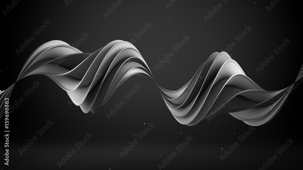 Black twisted 3D shape - obrazy, fototapety, plakaty 