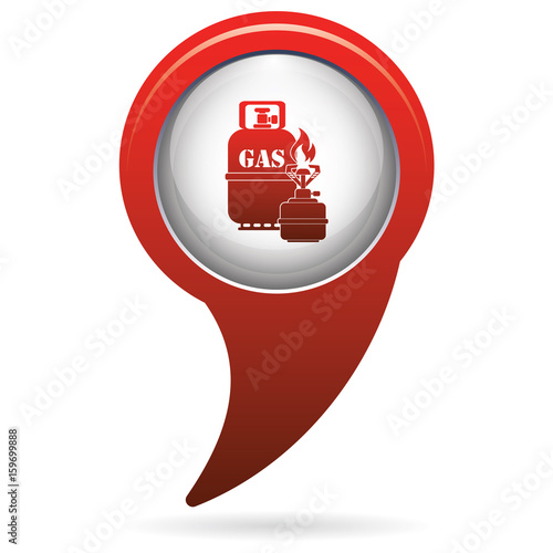Camping stove with gas bottle icon vector
