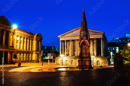 Birmingham, UK. Chamberlain square at night