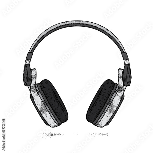 Beautiful headphones. Vector illustration for a postcard or a poster, print for clothes. Music and sound. I love music.
