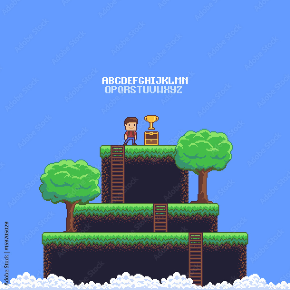 Pixel Art Scene Stock Vector Adobe Stock