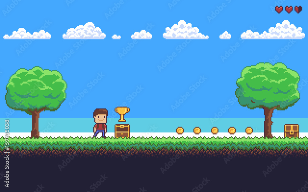 Pixel Art Scene Stock Vector | Adobe Stock