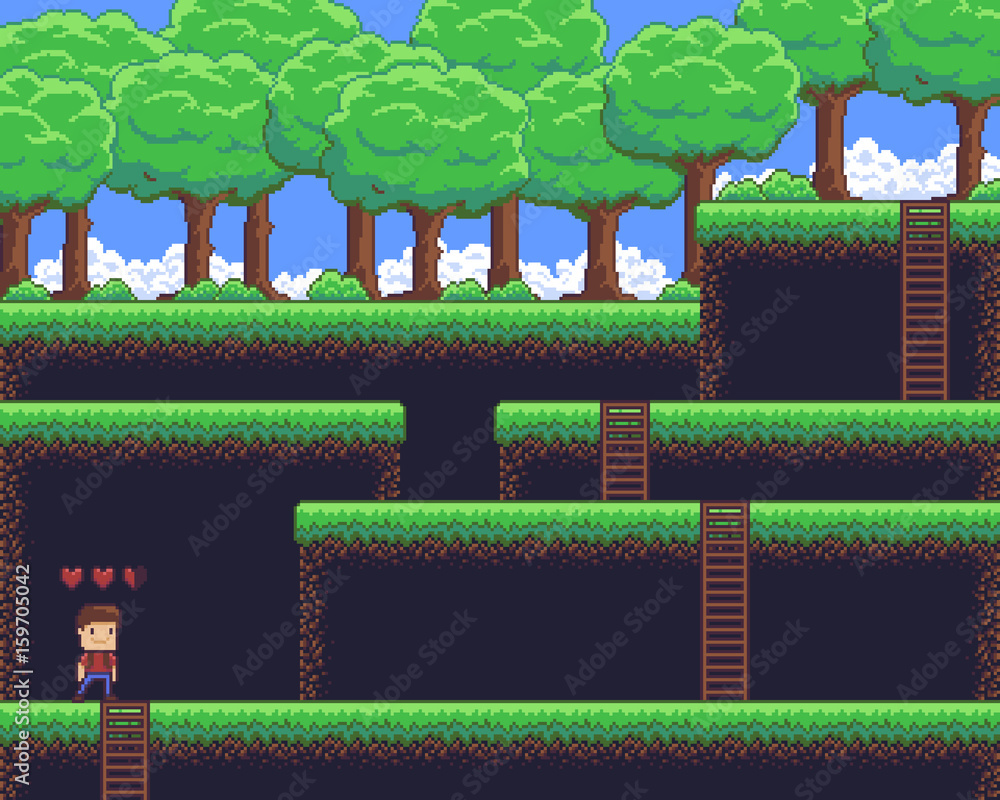 Pixel Art Scene Stock Vector | Adobe Stock